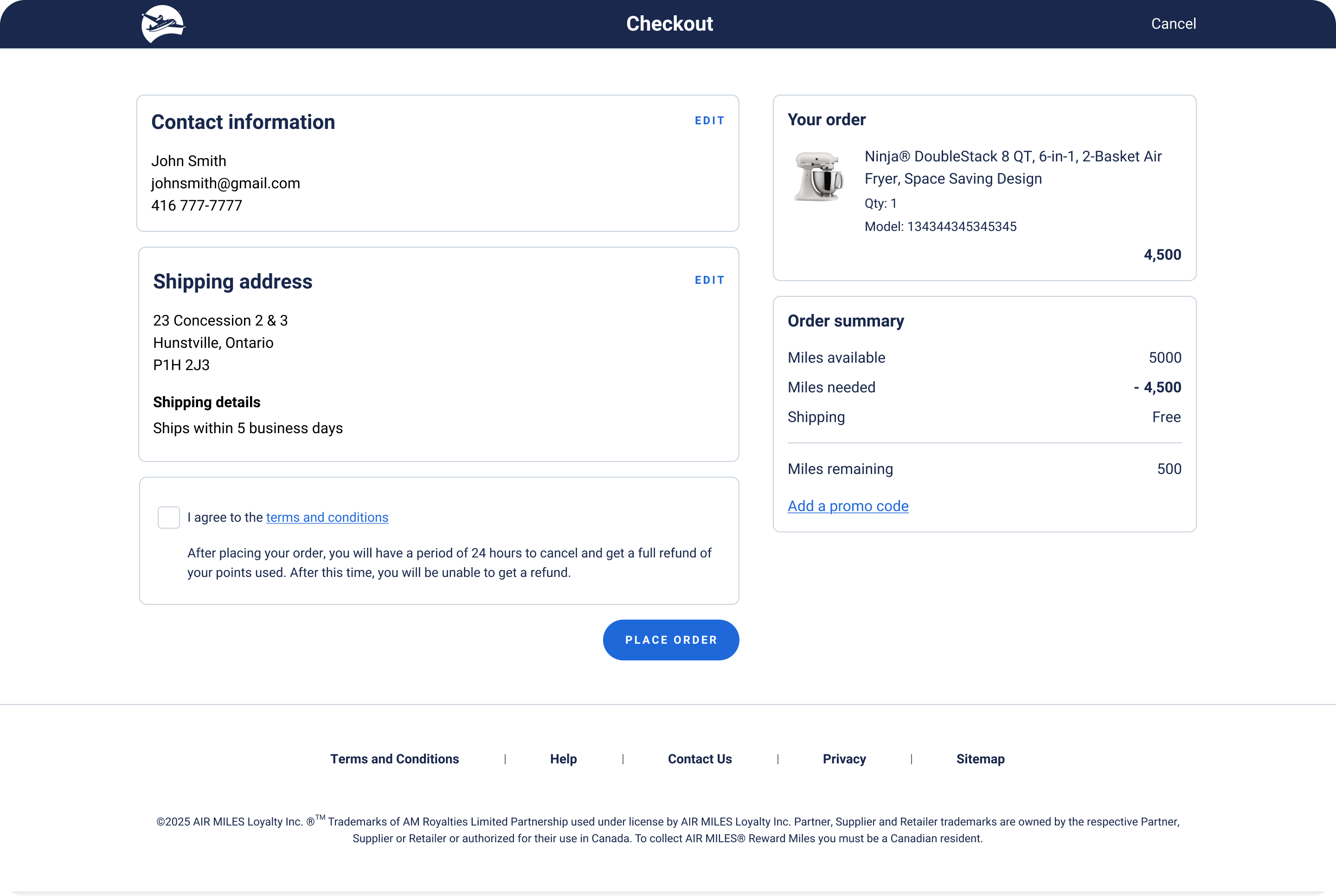 Redesigned merchandise checkout screen